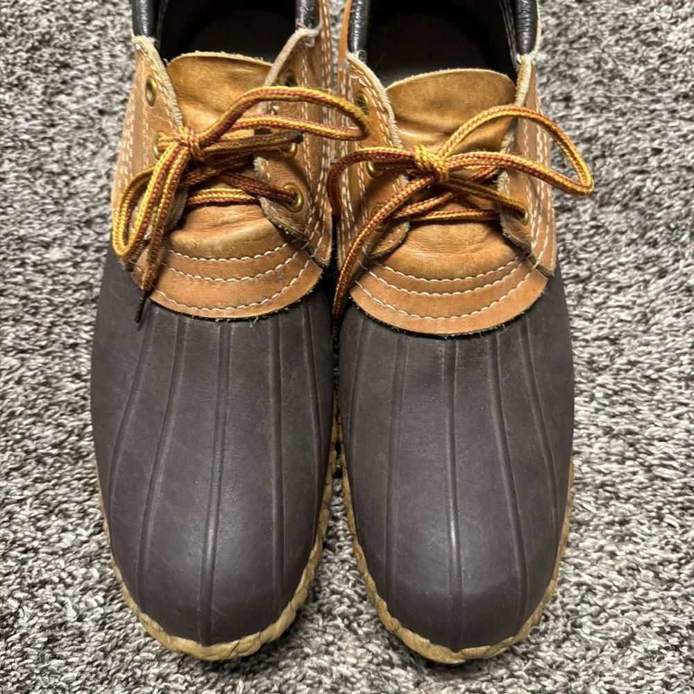 Vintage LL Bean Maine Mens Low Leather Duck Boat‎ Shoes Boots Hunting Size 12